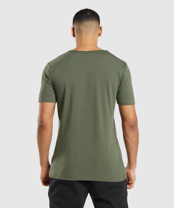 Panske Tricka Gymshark Essential Olivovo Zelená | ZN5962043